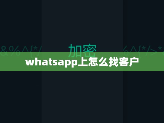 whatsapp上怎么找客户