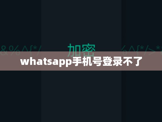 whatsapp手机号登录不了