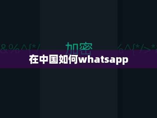 在中国如何whatsapp