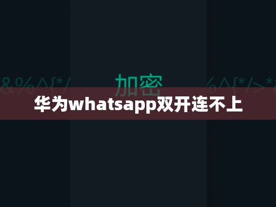 华为whatsapp双开连不上