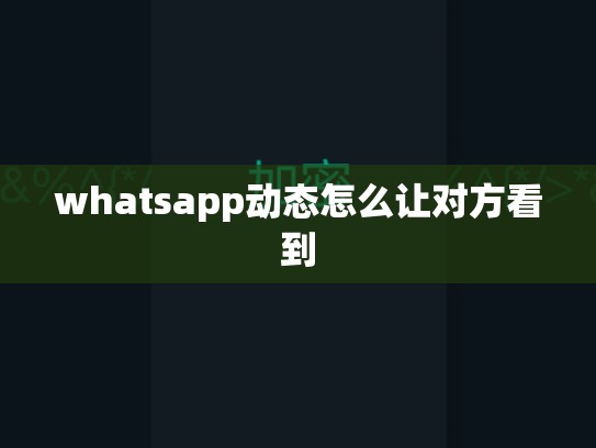 whatsapp动态怎么让对方看到
