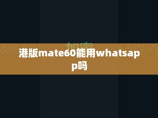 港版mate60能用whatsapp吗