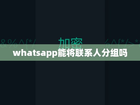 whatsapp能将联系人分组吗