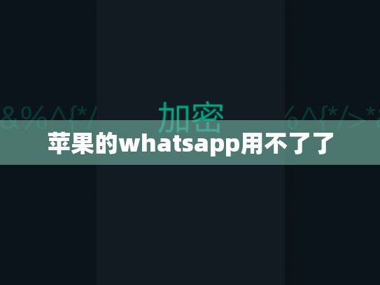 苹果的whatsapp用不了了