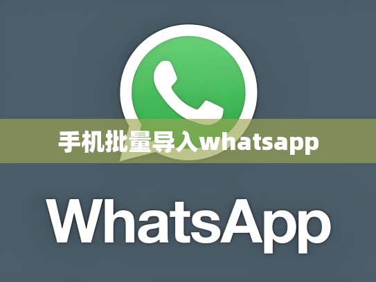 手机批量导入whatsapp