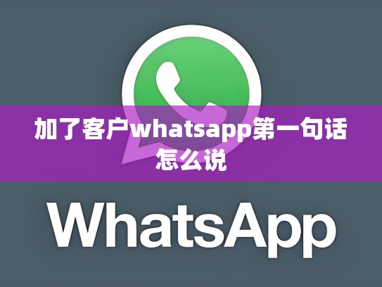 加了客户whatsapp第一句话怎么说