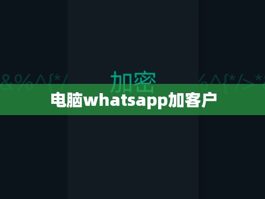 电脑whatsapp加客户