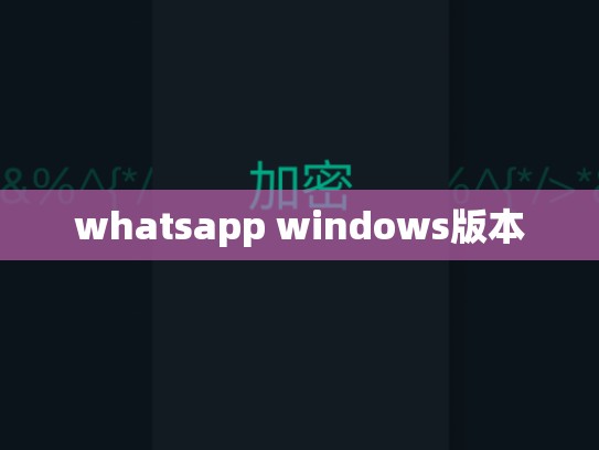 whatsapp windows版本