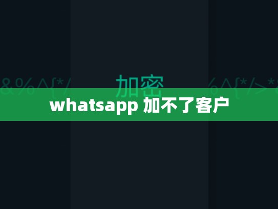 whatsapp 加不了客户