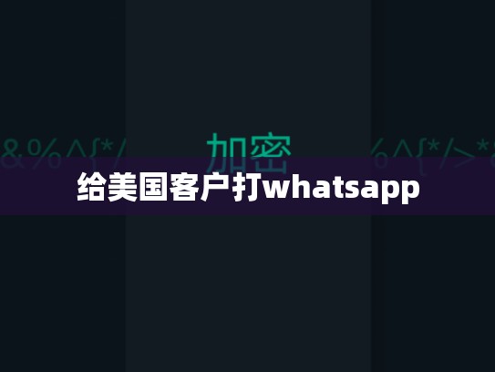 给美国客户打whatsapp