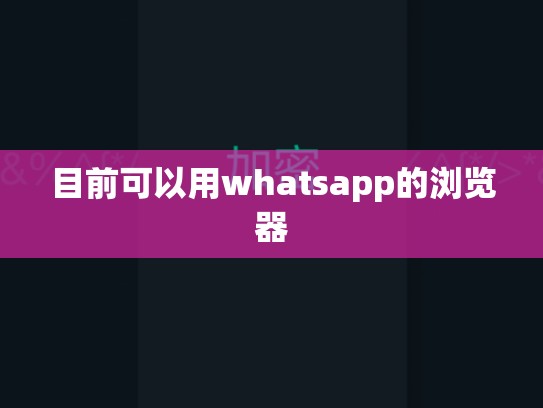 目前可以用whatsapp的浏览器