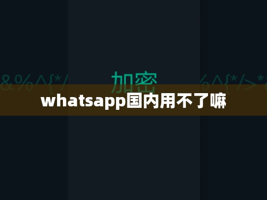 whatsapp国内用不了嘛