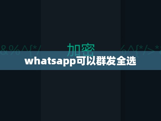 whatsapp可以群发全选