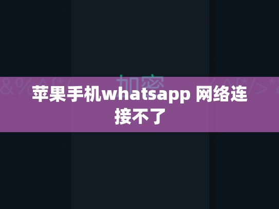 苹果手机whatsapp 网络连接不了