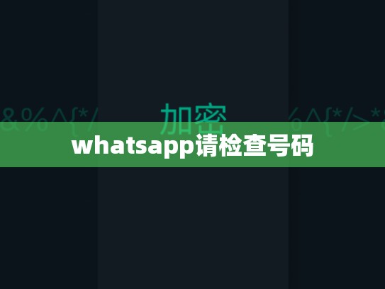whatsapp请检查号码