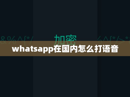 whatsapp在国内怎么打语音