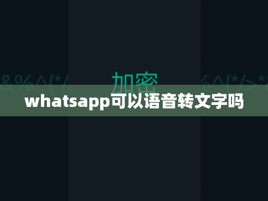 whatsapp可以语音转文字吗
