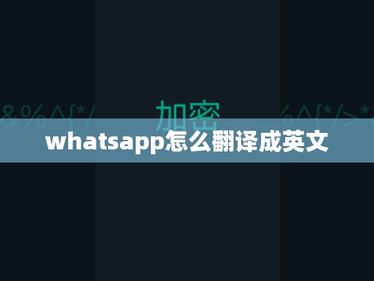 whatsapp怎么翻译成英文